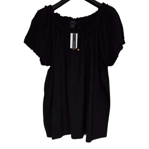 NWT GRACE ELEMENTS Black Women's Pheasant Top 3X - Picture 2 of 6